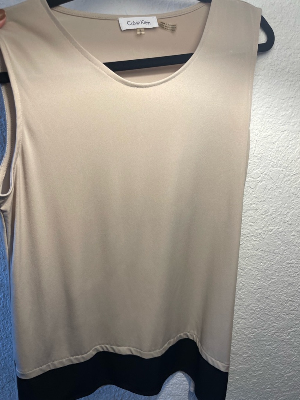Calvin Klein Beige Tank Top with Black Hem